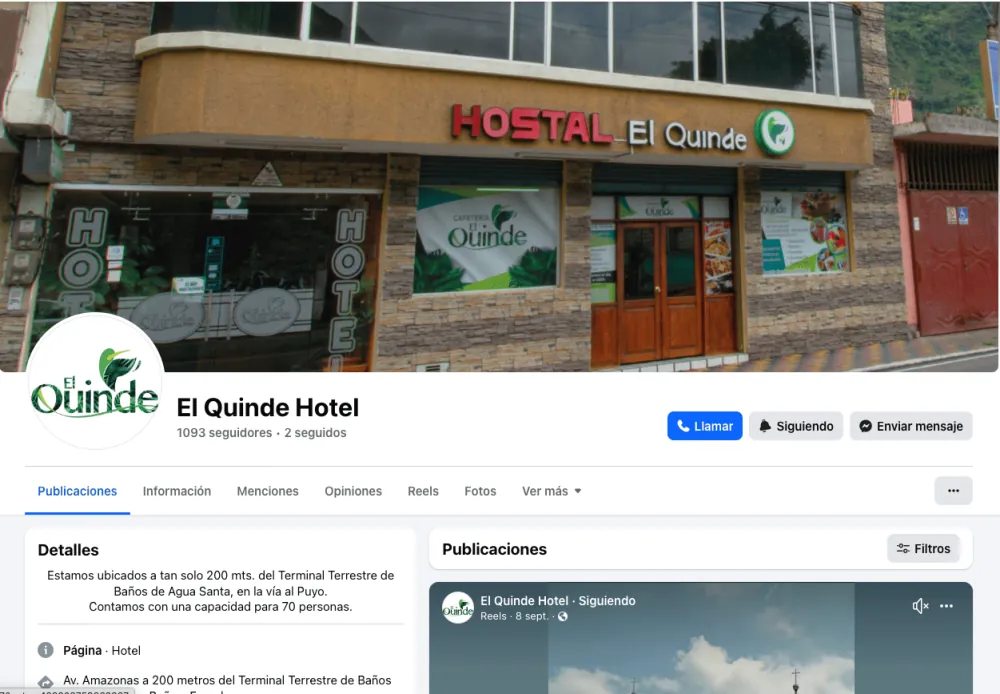 Página de inicio de Community Manager El Quinde Hotel