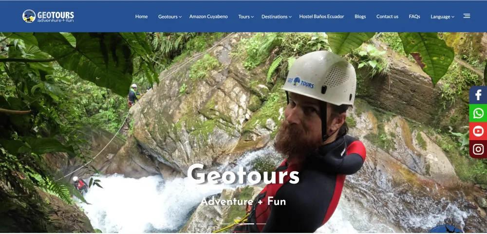 Página de inicio de Geotours Baños Ecuador