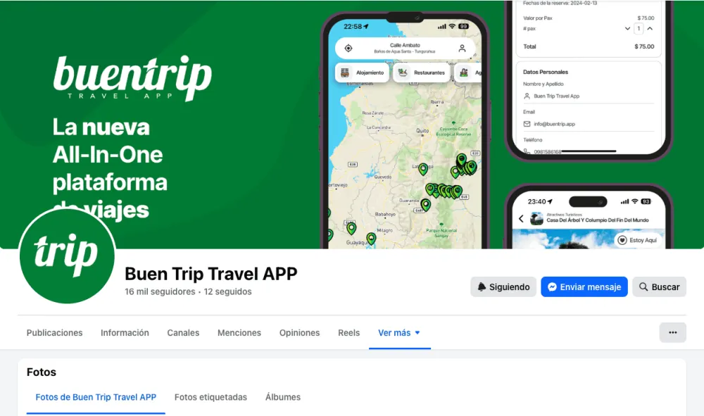 Página de inicio de Community Manager BuenTrip Travel APP
