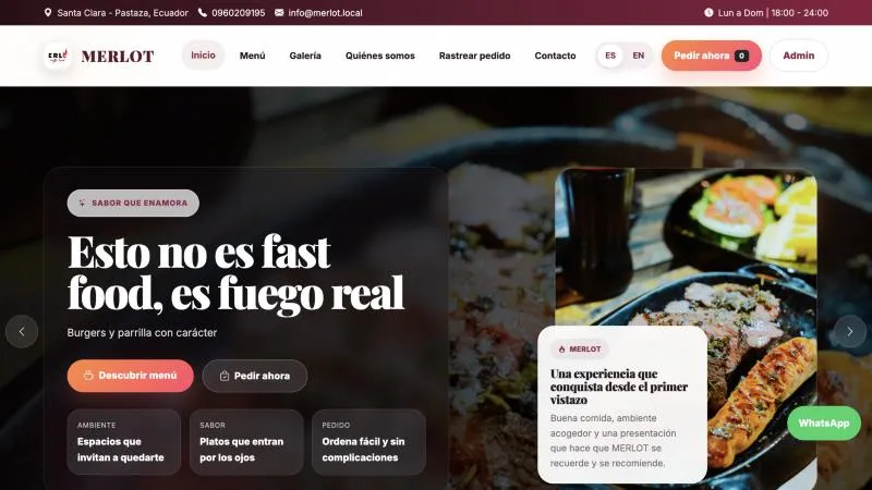 Página de inicio de Merlot Resto Bar