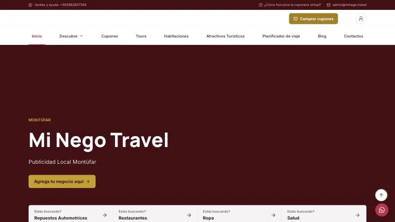 Página de inicio de MiNego Travel