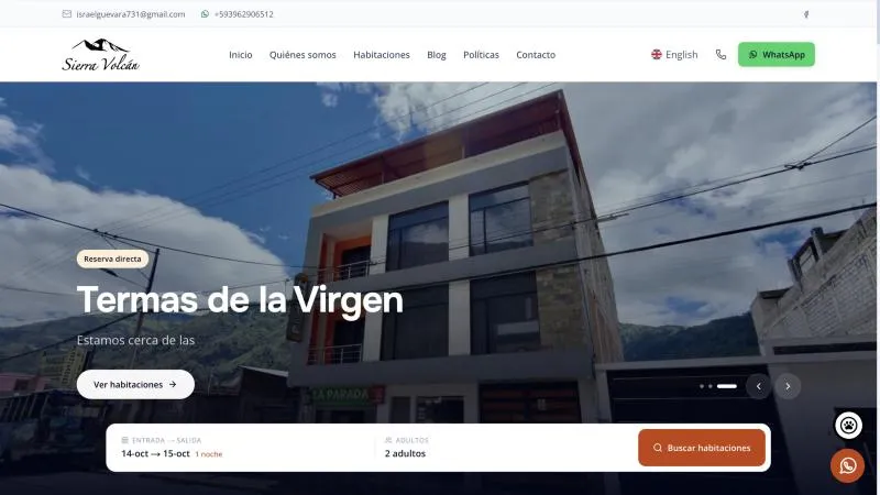 Página de inicio de Hostal Sierra Volcán