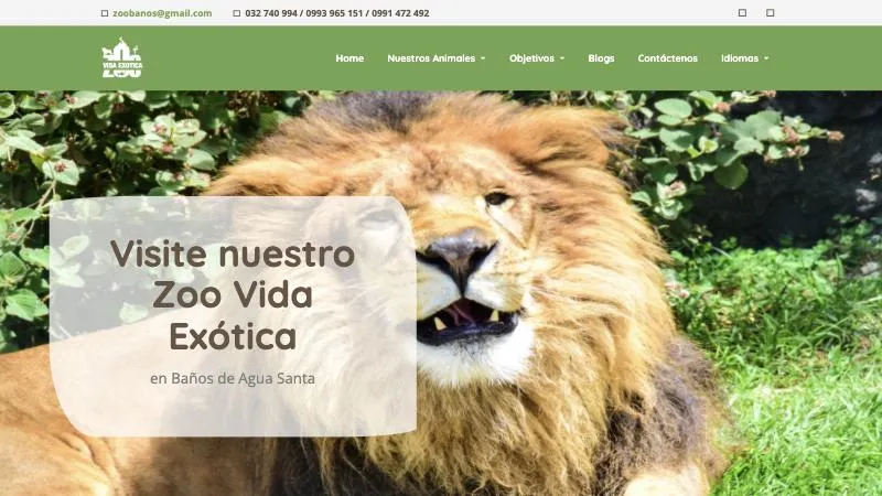 Página de inicio de Zoo Vida Exótica
